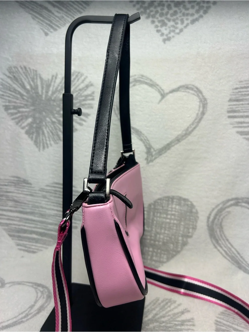 Y2K 90’s Pink And Black Cheerleader Preppy J Shoulder Bag
